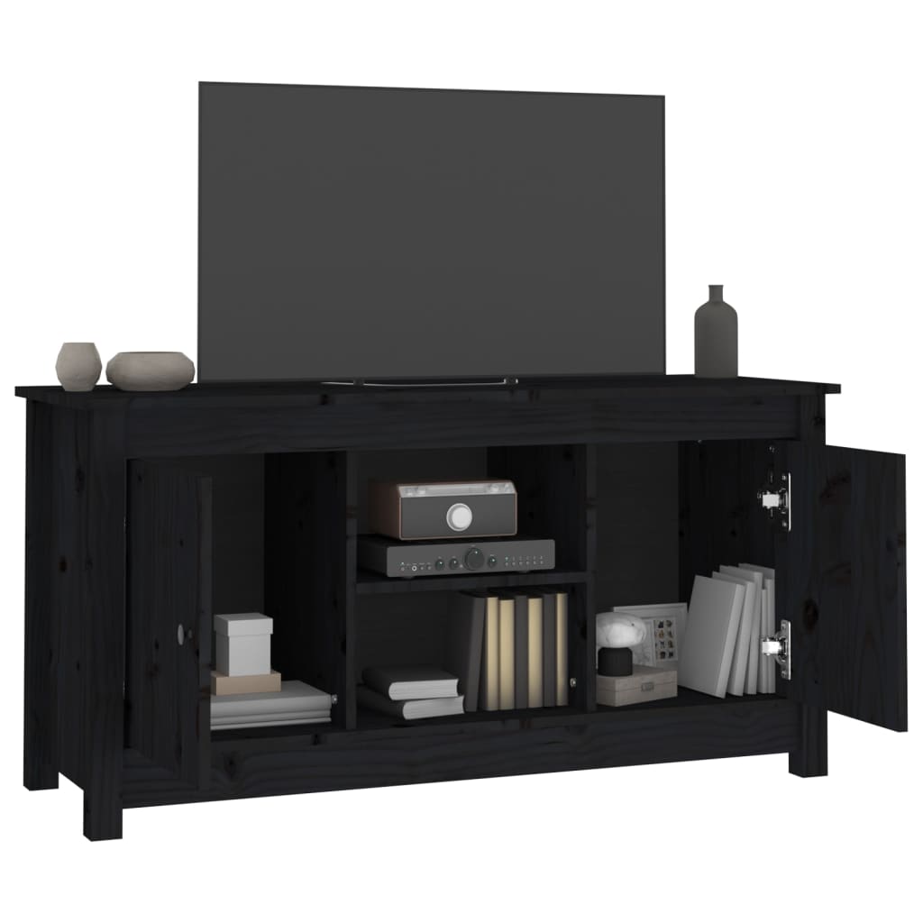 TV-taso musta 103x36,5x52 cm täysi mänty - Sisustajankoti.fi