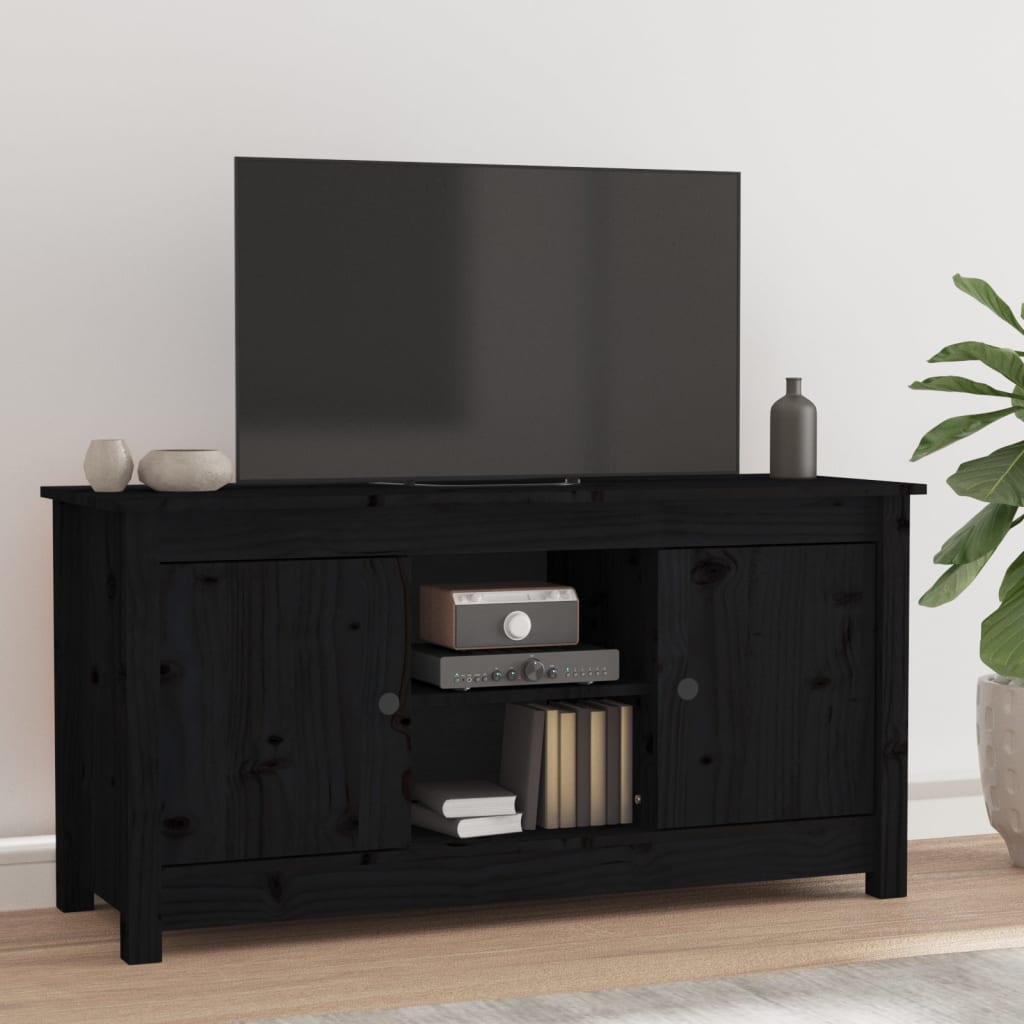 TV-taso musta 103x36,5x52 cm täysi mänty - Sisustajankoti.fi