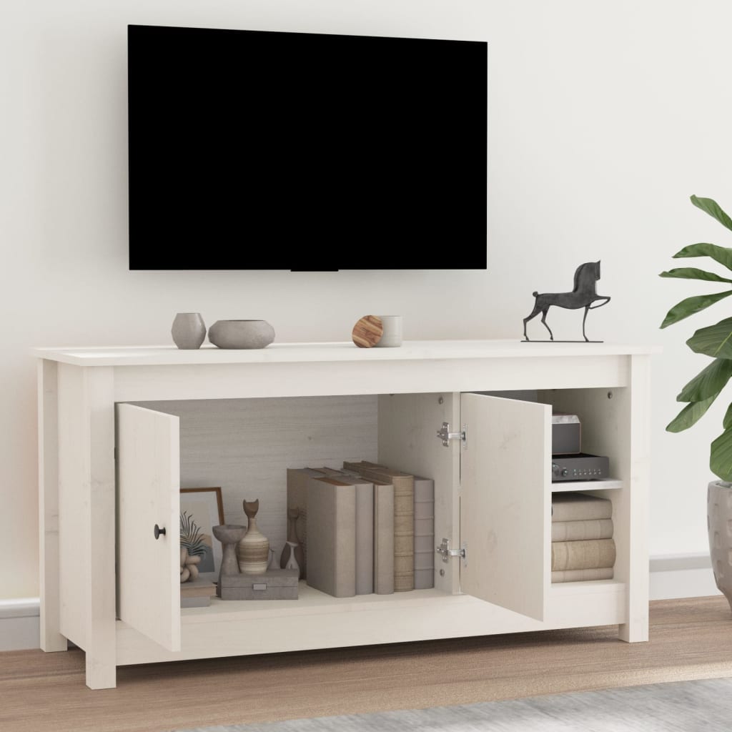 TV-taso valkoinen 103x36,5x52 cm täysi mänty - Sisustajankoti.fi