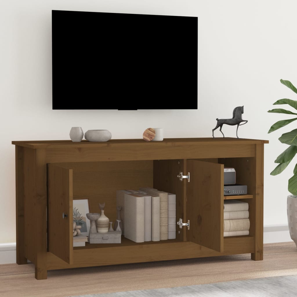 TV-taso hunajanruskea 103x36,5x52 cm täysi mänty - Sisustajankoti.fi