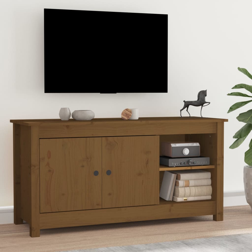TV-taso hunajanruskea 103x36,5x52 cm täysi mänty - Sisustajankoti.fi