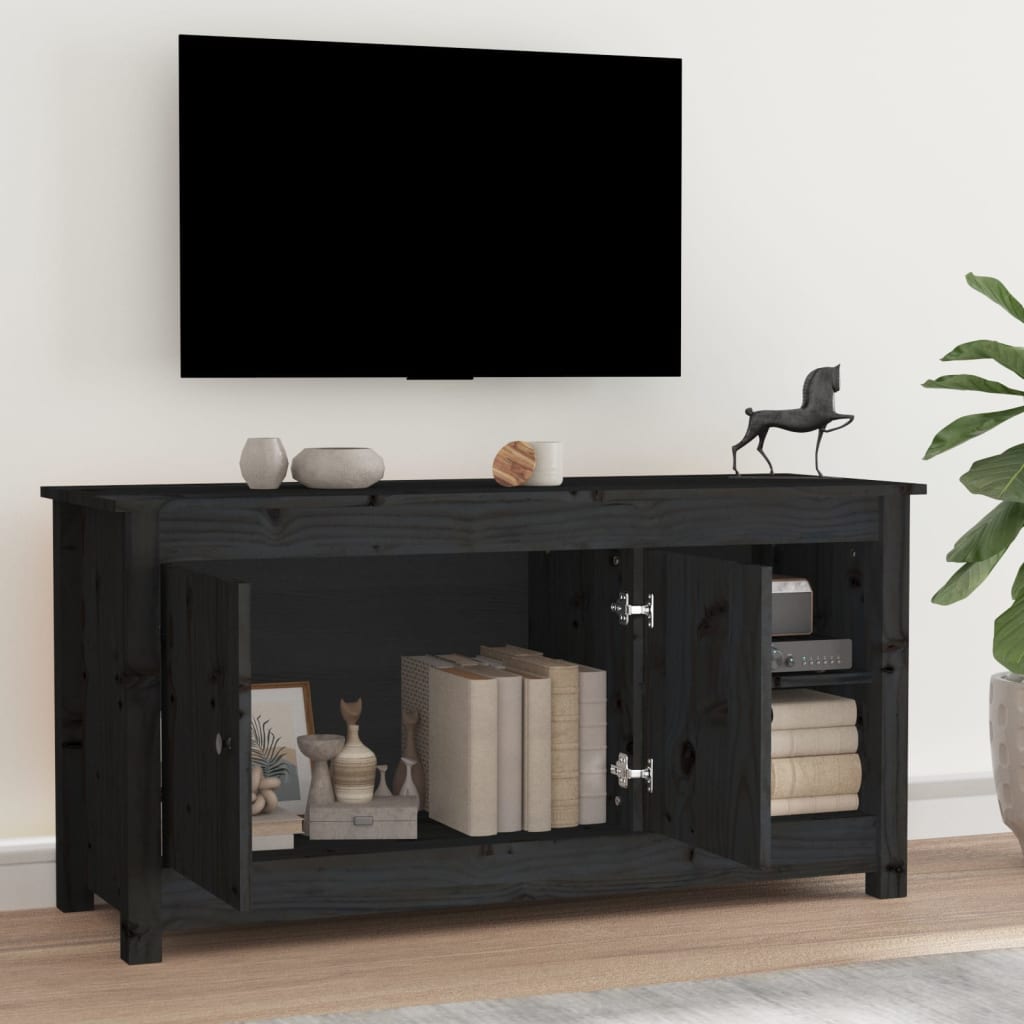 TV-taso musta 103x36,5x52 cm täysi mänty - Sisustajankoti.fi