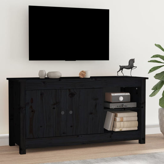 TV-taso musta 103x36,5x52 cm täysi mänty - Sisustajankoti.fi