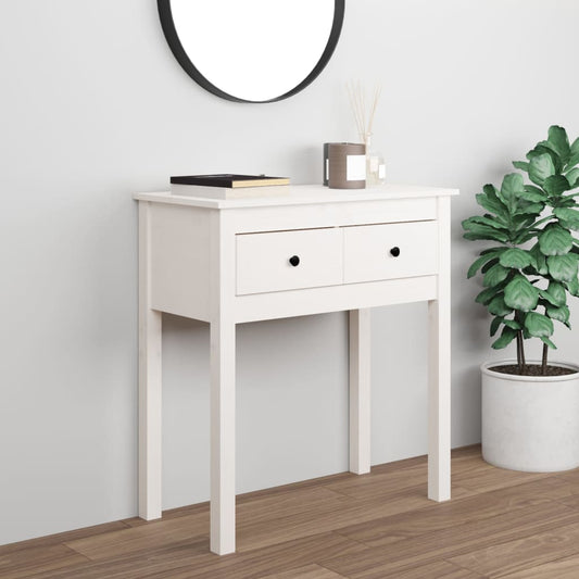 Konsolipöytä valkoinen 70x35x75 cm täysi mänty - Sisustajankoti.fi