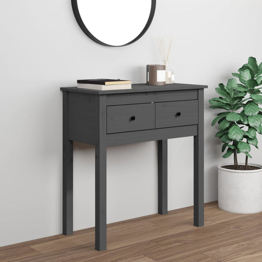 Konsolipöytä harmaa 70x35x75 cm täysi mänty - Sisustajankoti.fi