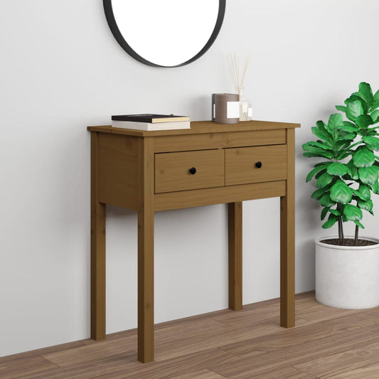 Konsolipöytä hunajanruskea 70x35x75 cm täysi mänty - Sisustajankoti.fi
