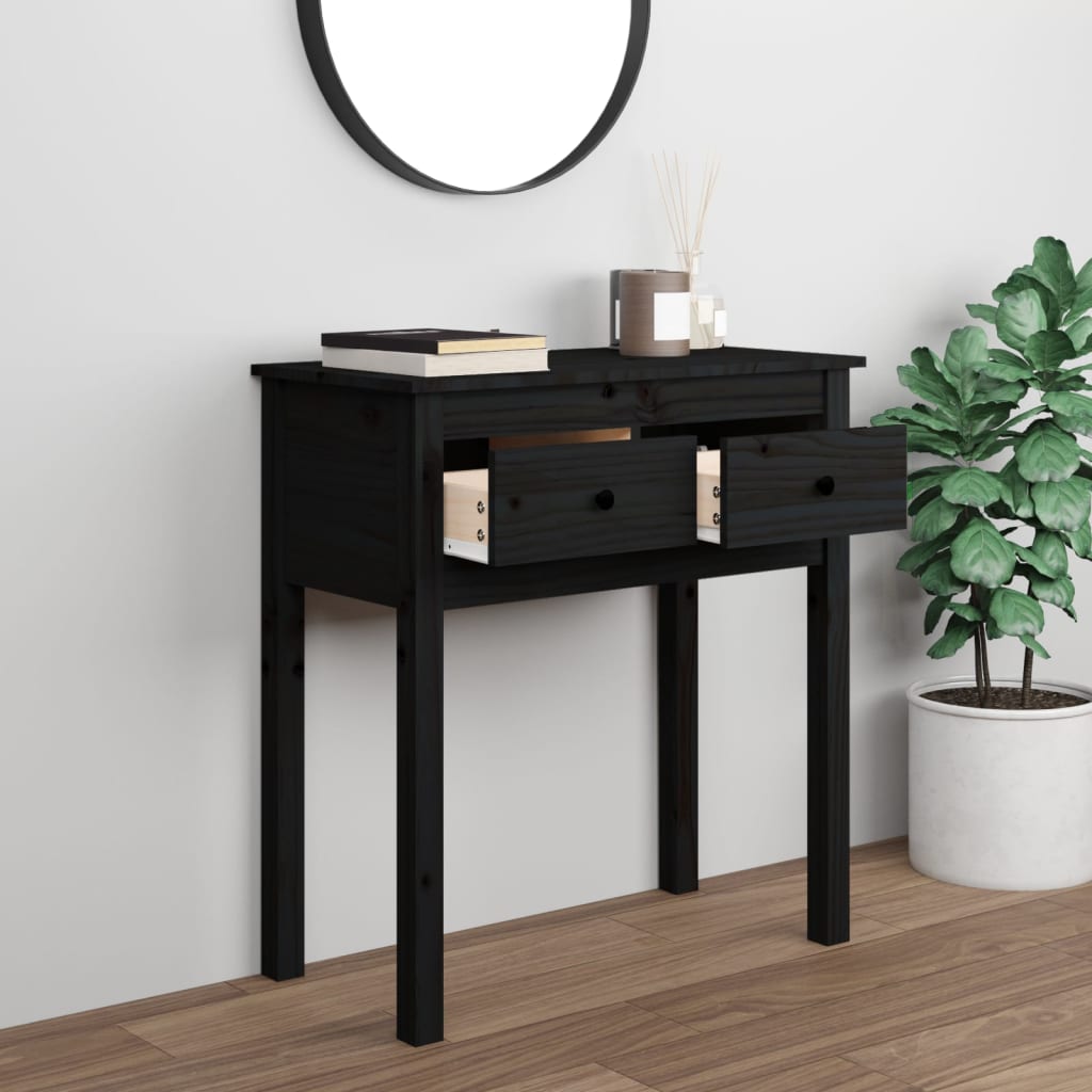 Konsolipöytä musta 70x35x75 cm täysi mänty - Sisustajankoti.fi