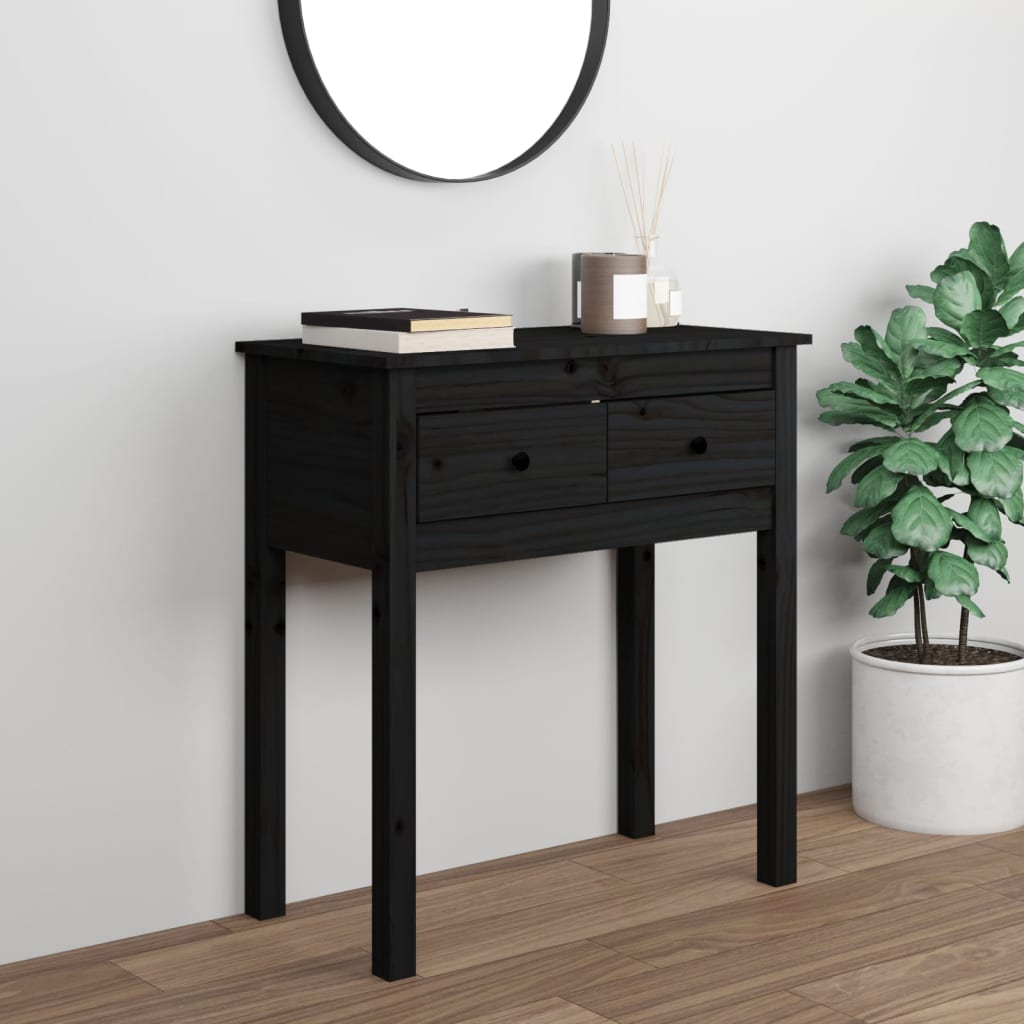 Konsolipöytä musta 70x35x75 cm täysi mänty - Sisustajankoti.fi
