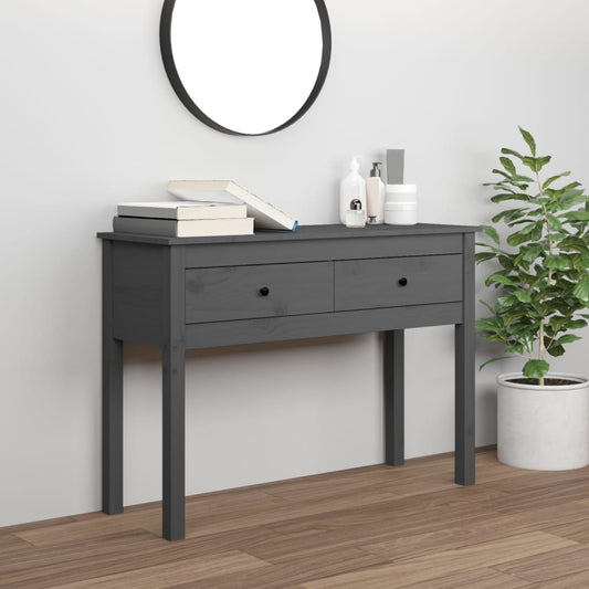 Konsolipöytä harmaa 100x35x75 cm täysi mänty - Sisustajankoti.fi