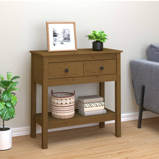 Konsolipöytä hunajanruskea 75x35x75 cm täysi mänty - Sisustajankoti.fi