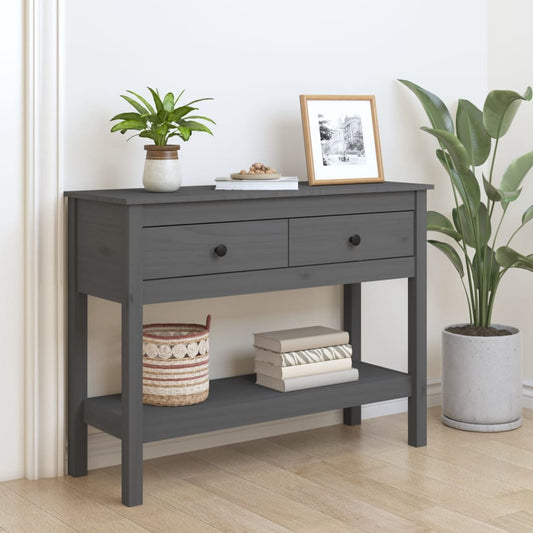 Konsolipöytä harmaa 100x35x75 cm täysi mänty - Sisustajankoti.fi