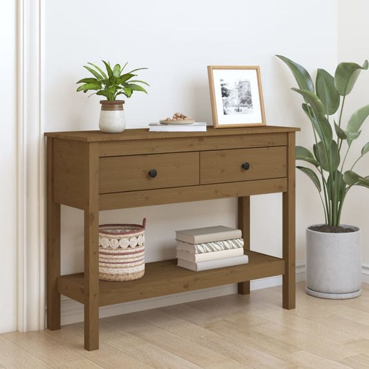 Konsolipöytä hunajanruskea 100x35x75 cm täysi mänty - Sisustajankoti.fi