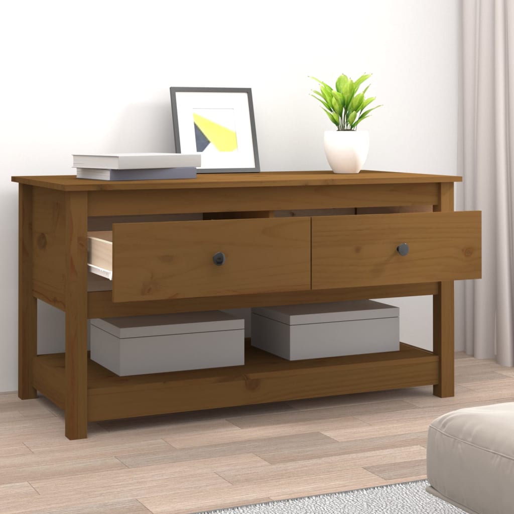 Sohvapöytä hunajanruskea 102x49x55 cm täysi mänty - Sisustajankoti.fi