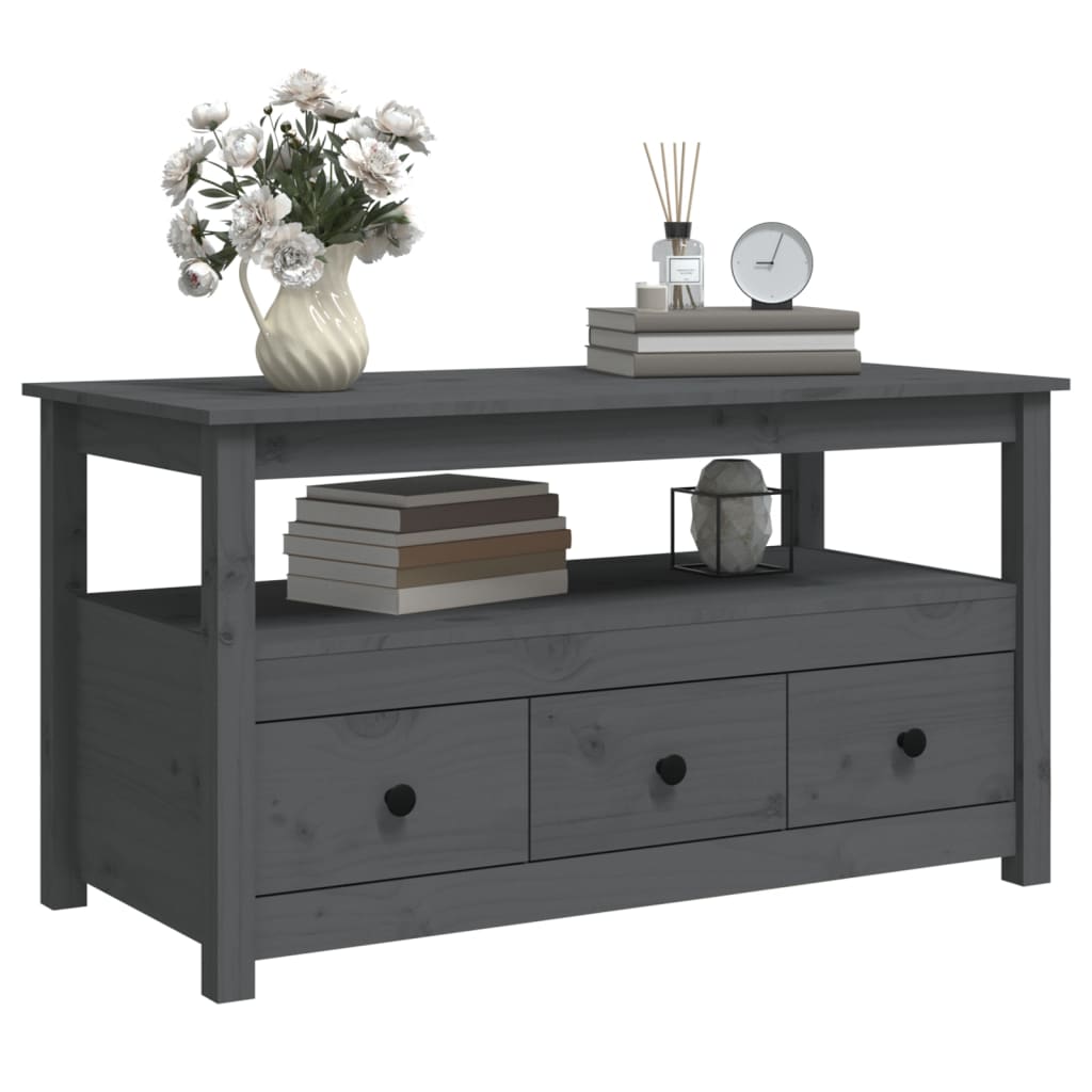 Sohvapöytä harmaa 102x49x55 cm täysi mänty - Sisustajankoti.fi