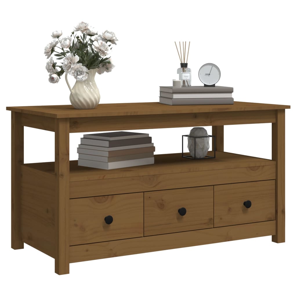 Sohvapöytä hunajanruskea 102x49x55 cm täysi mänty - Sisustajankoti.fi