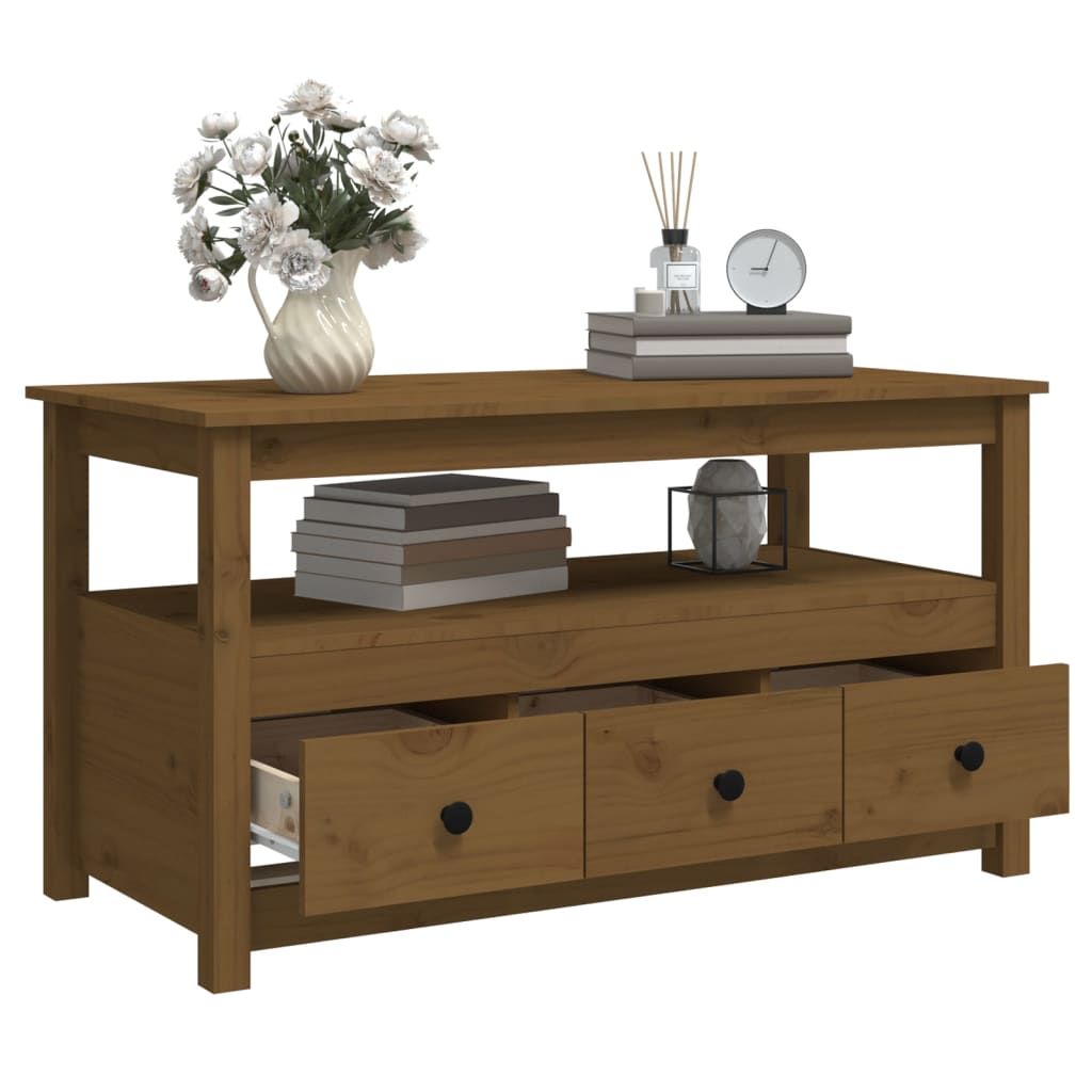 Sohvapöytä hunajanruskea 102x49x55 cm täysi mänty - Sisustajankoti.fi