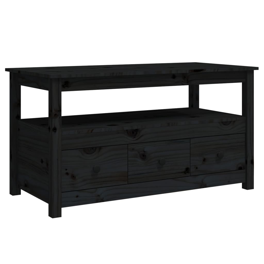 Sohvapöytä musta 102x49x55 cm täysi mänty - Sisustajankoti.fi