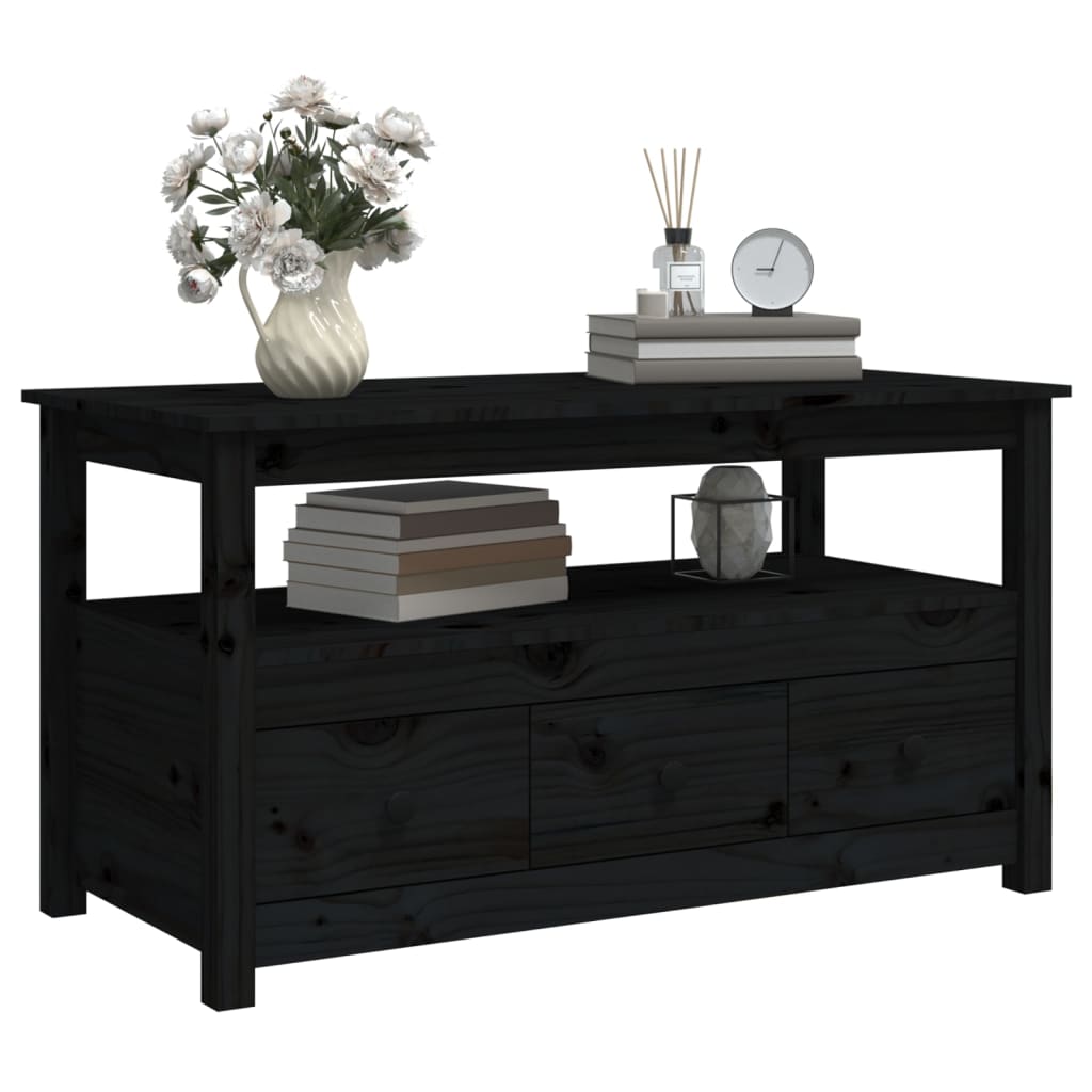 Sohvapöytä musta 102x49x55 cm täysi mänty - Sisustajankoti.fi