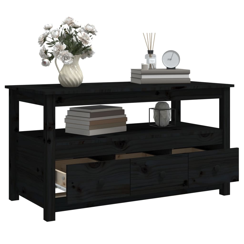 Sohvapöytä musta 102x49x55 cm täysi mänty - Sisustajankoti.fi