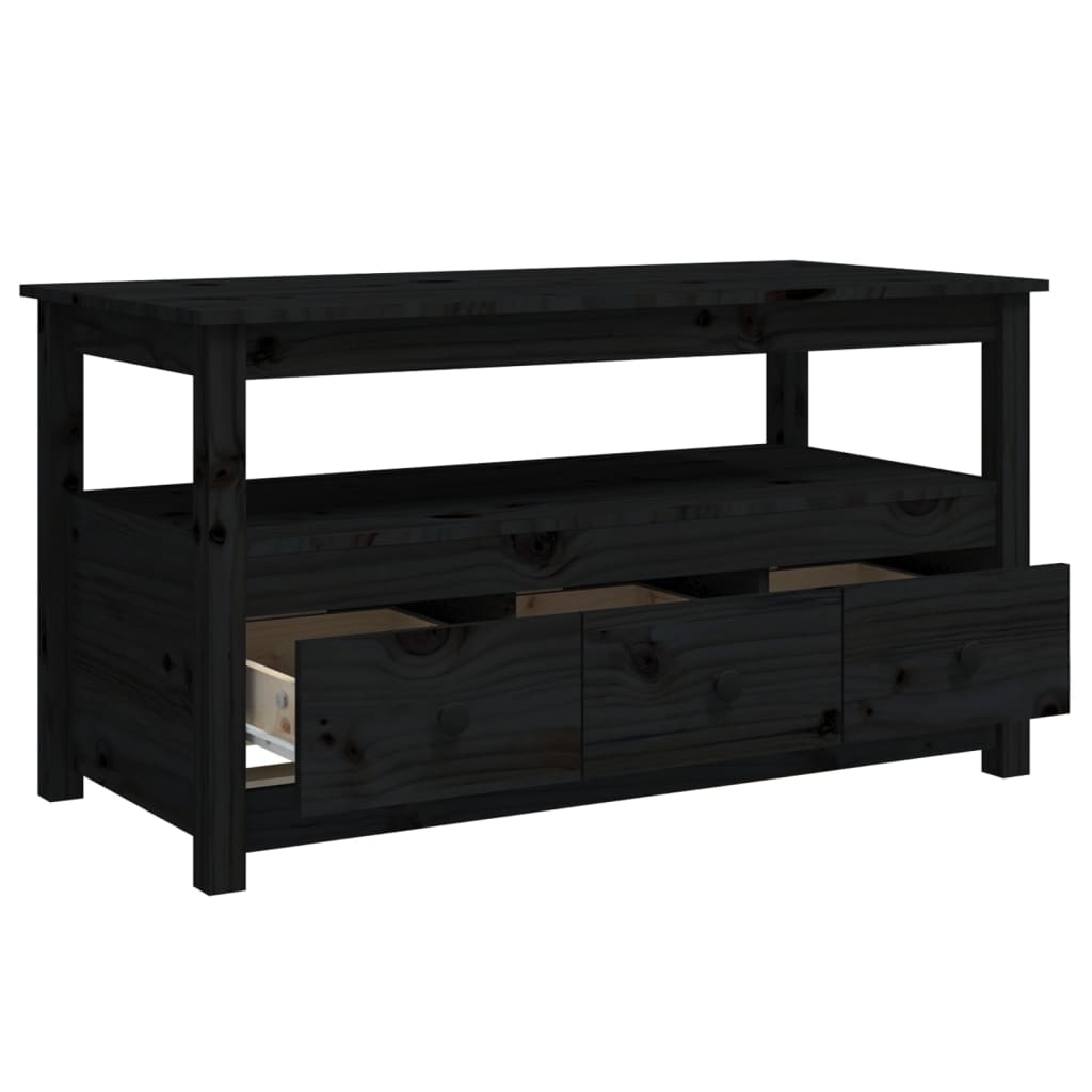 Sohvapöytä musta 102x49x55 cm täysi mänty - Sisustajankoti.fi