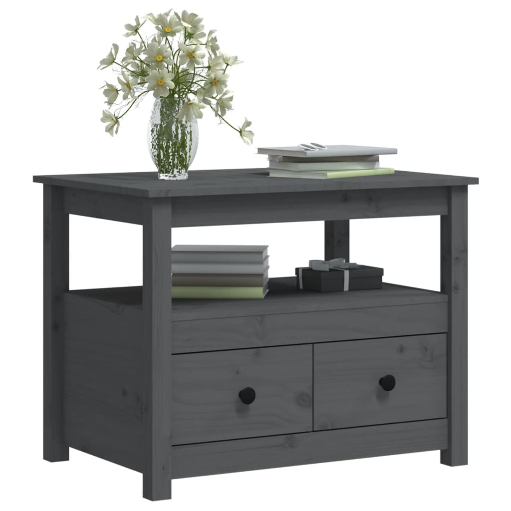 Sohvapöytä harmaa 71x49x55 cm täysi mänty - Sisustajankoti.fi