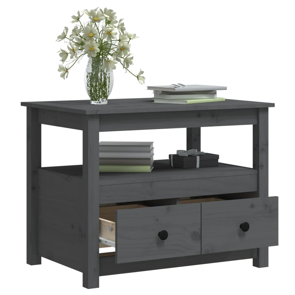 Sohvapöytä harmaa 71x49x55 cm täysi mänty - Sisustajankoti.fi