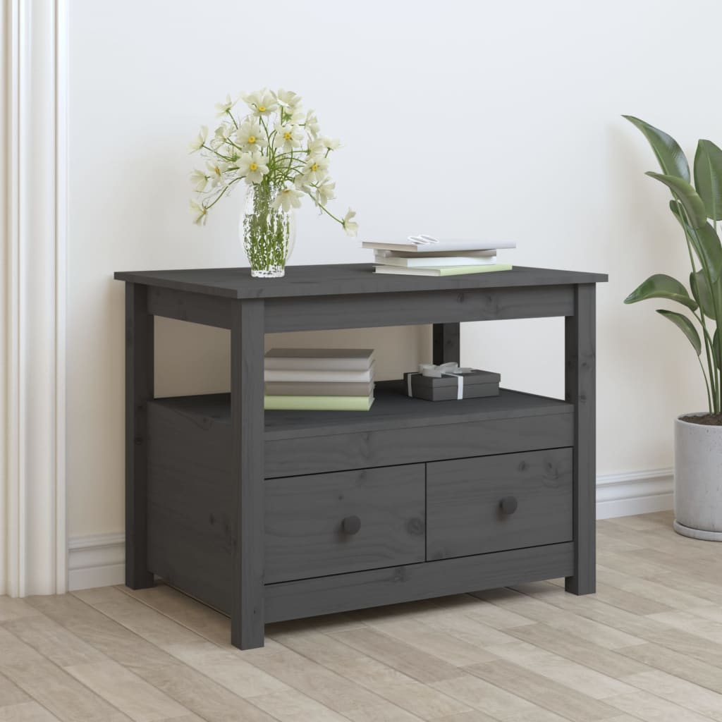 Sohvapöytä harmaa 71x49x55 cm täysi mänty - Sisustajankoti.fi