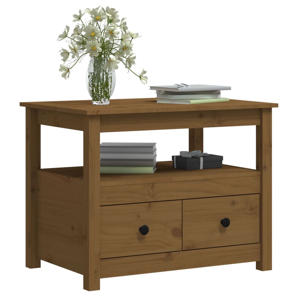 Sohvapöytä hunajanruskea 71x49x55 cm täysi mänty - Sisustajankoti.fi