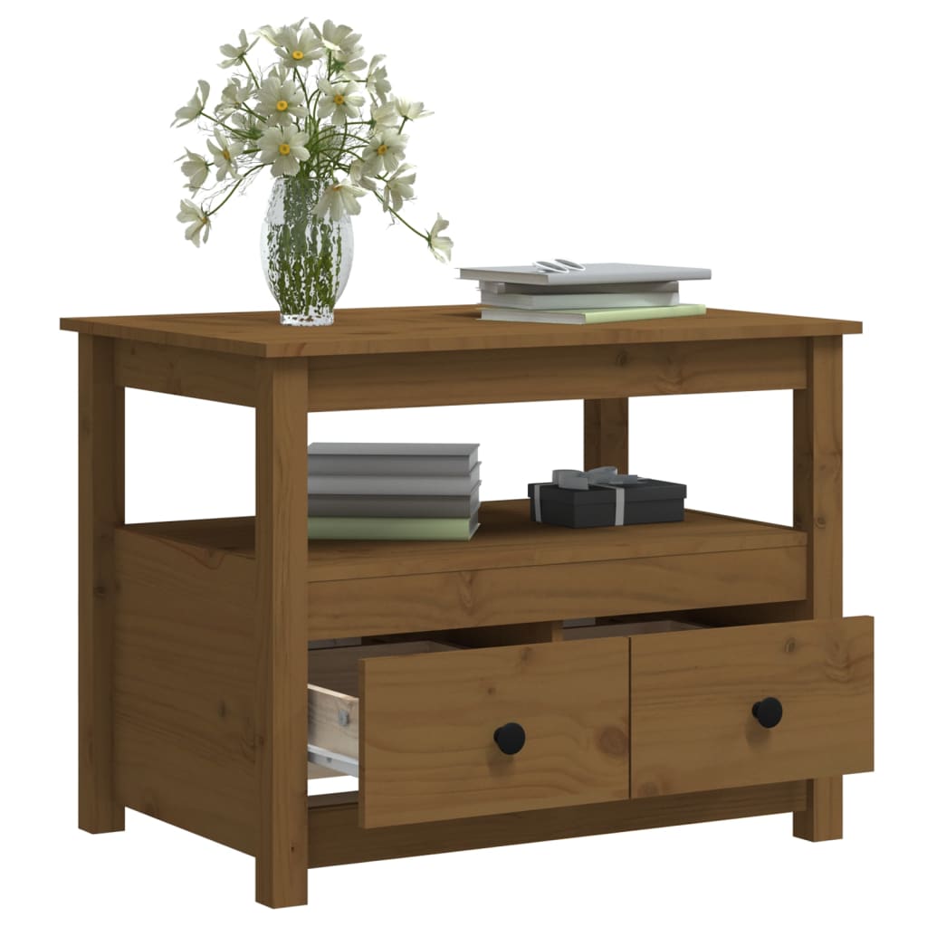 Sohvapöytä hunajanruskea 71x49x55 cm täysi mänty - Sisustajankoti.fi