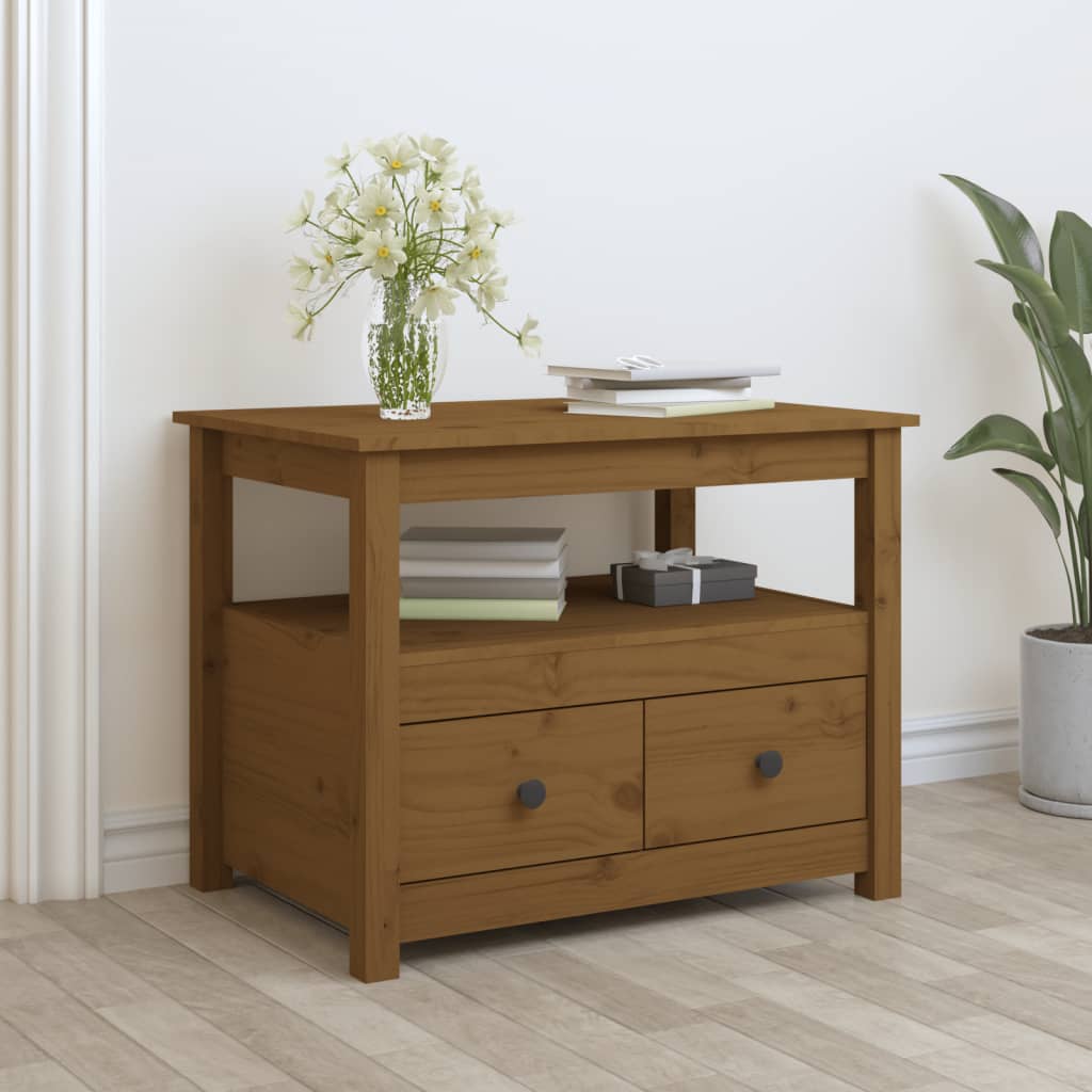 Sohvapöytä hunajanruskea 71x49x55 cm täysi mänty - Sisustajankoti.fi