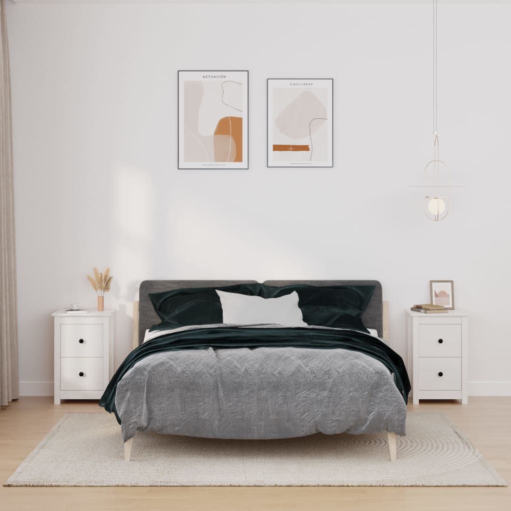 Yöpöydät 2 kpl valkoinen 40x35x61,5 cm täysi mänty - Sisustajankoti.fi