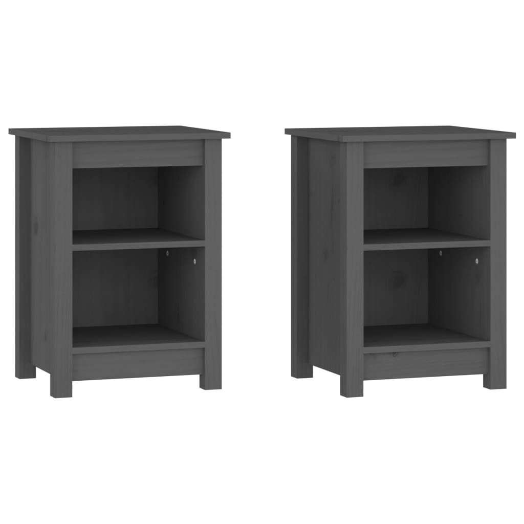 Yöpöydät 2 kpl harmaa 40x35x55 cm täysi mänty - Sisustajankoti.fi