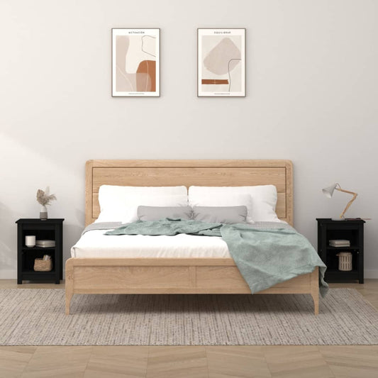 Yöpöydät 2 kpl musta 40x35x55 cm täysi mänty - Sisustajankoti.fi