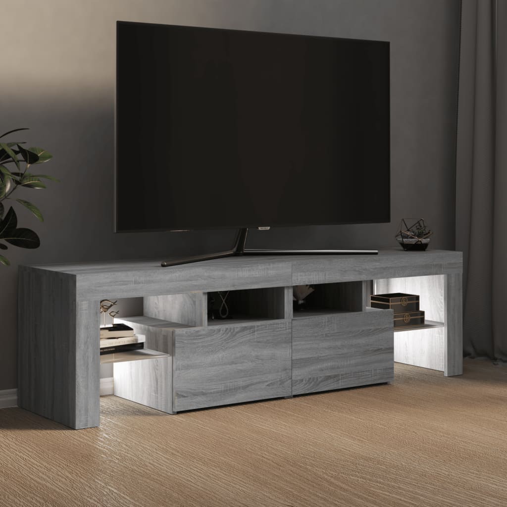 TV-taso LED-valoilla harmaa Sonoma 140x36,5x40 cm - Sisustajankoti.fi