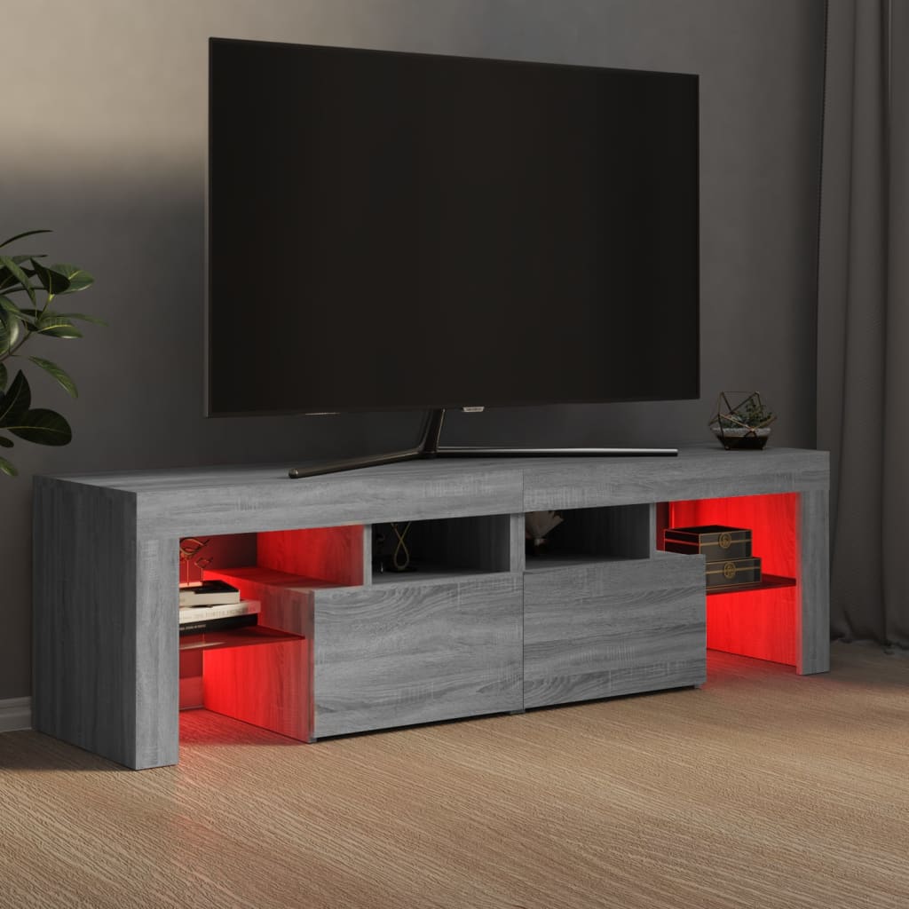 TV-taso LED-valoilla harmaa Sonoma 140x36,5x40 cm - Sisustajankoti.fi