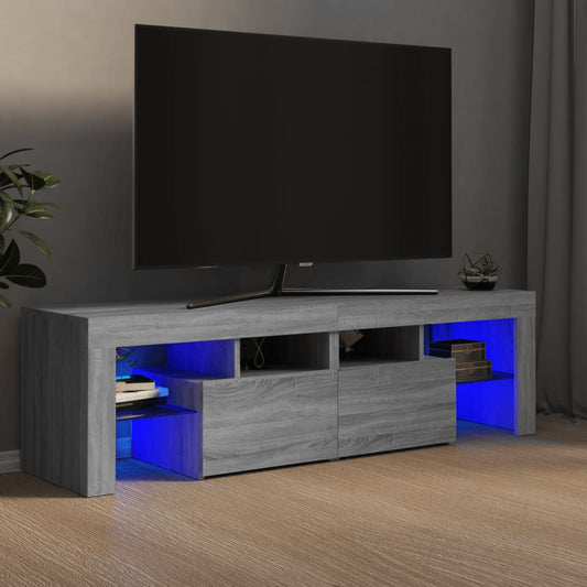 TV-taso LED-valoilla harmaa Sonoma 140x36,5x40 cm - Sisustajankoti.fi