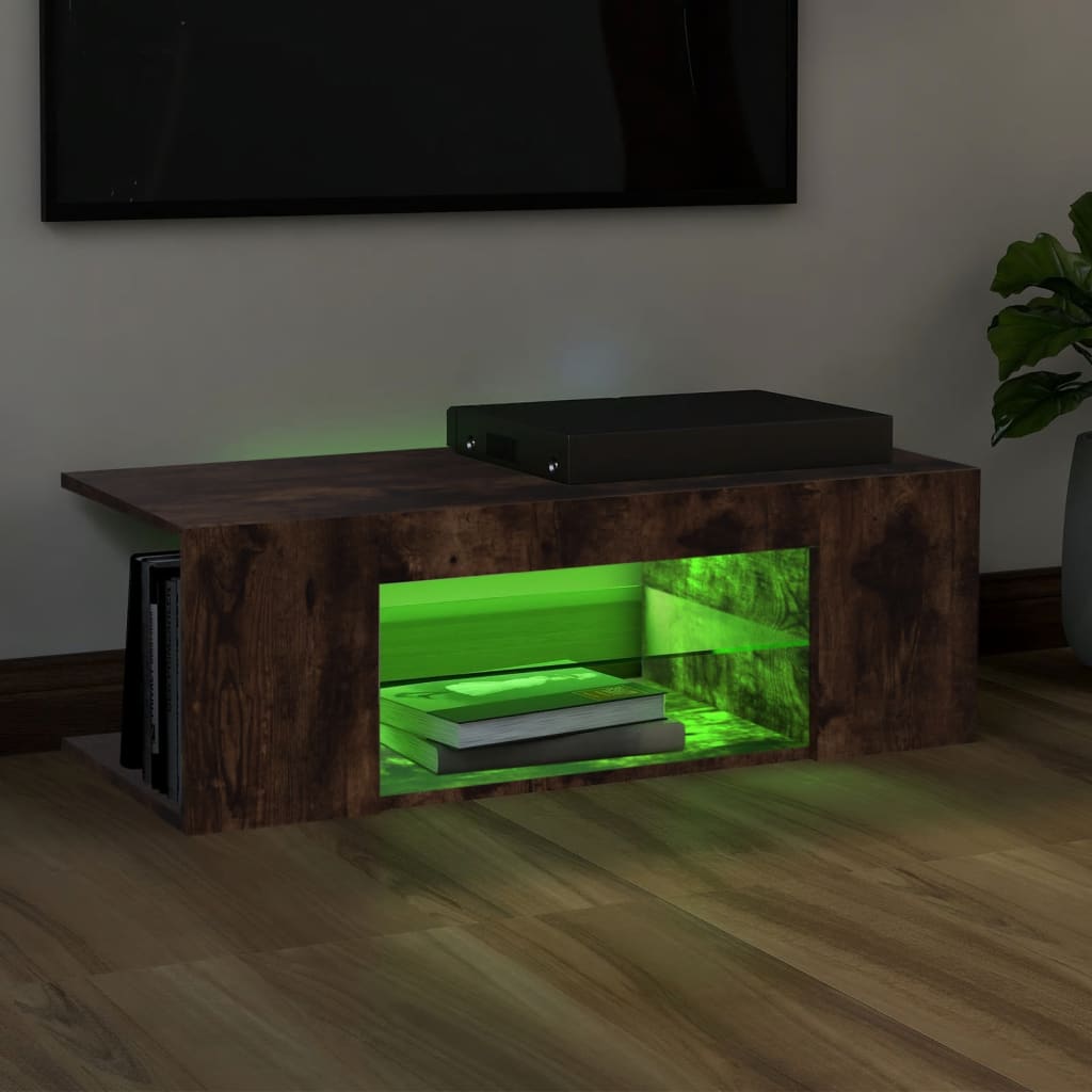 TV-taso LED-valoilla savutammi 90x39x30 cm - Sisustajankoti.fi