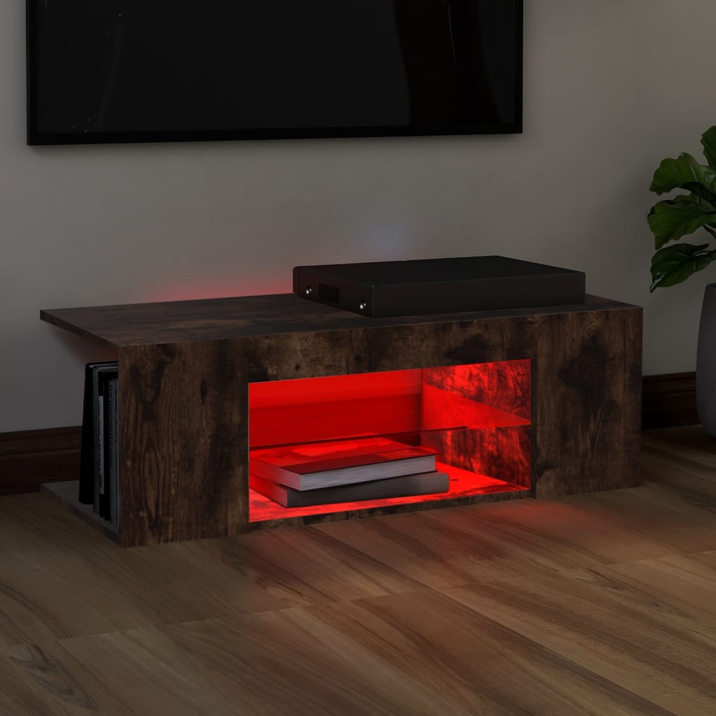 TV-taso LED-valoilla savutammi 90x39x30 cm - Sisustajankoti.fi