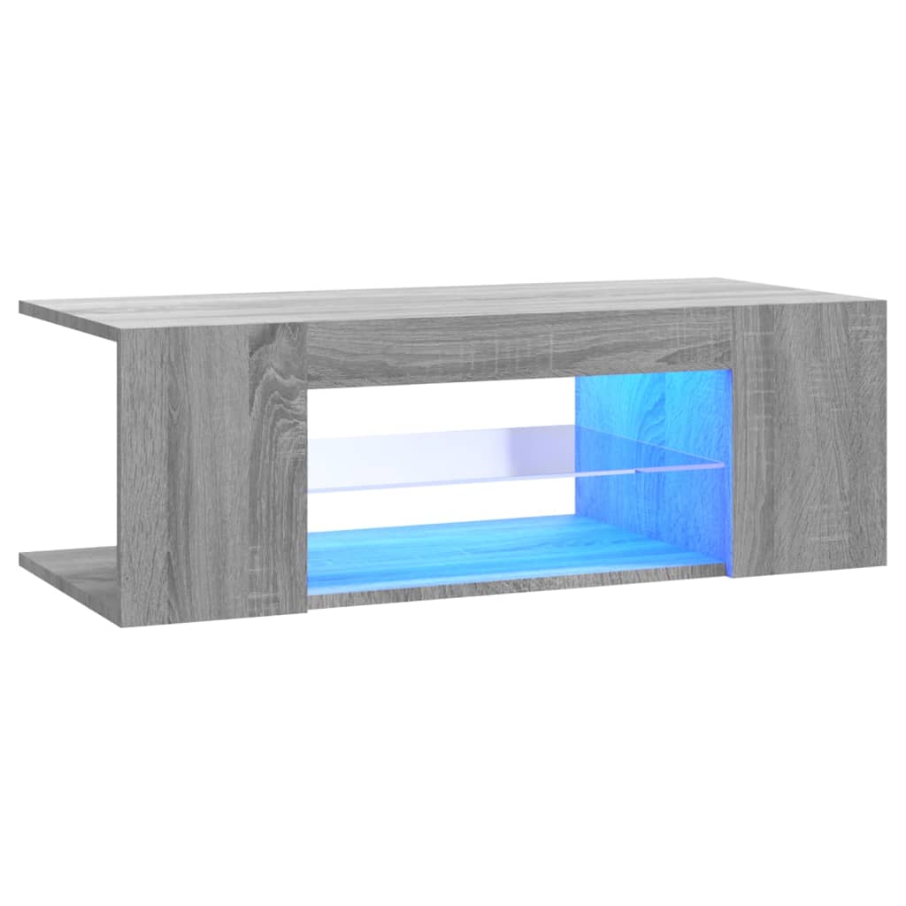 TV-taso LED-valoilla harmaa Sonoma 90x39x30 cm - Sisustajankoti.fi