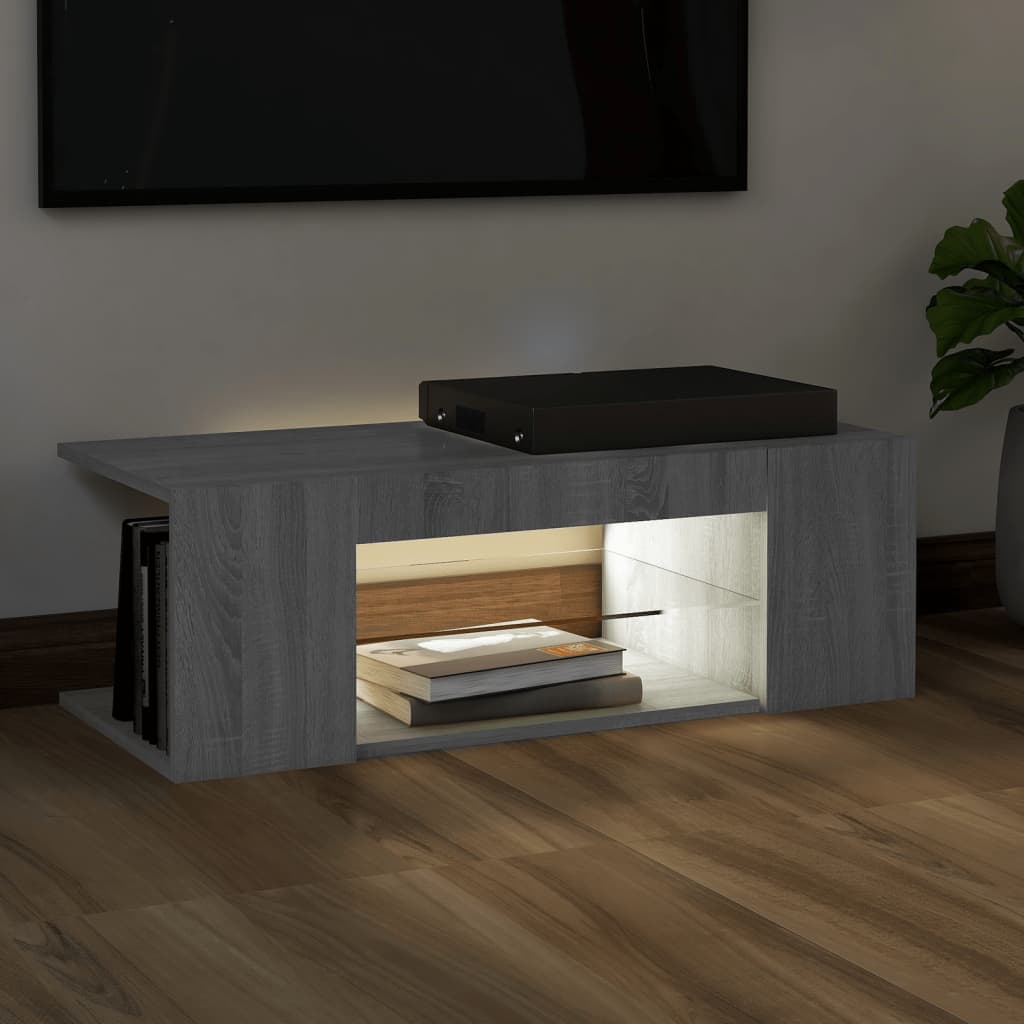 TV-taso LED-valoilla harmaa Sonoma 90x39x30 cm - Sisustajankoti.fi