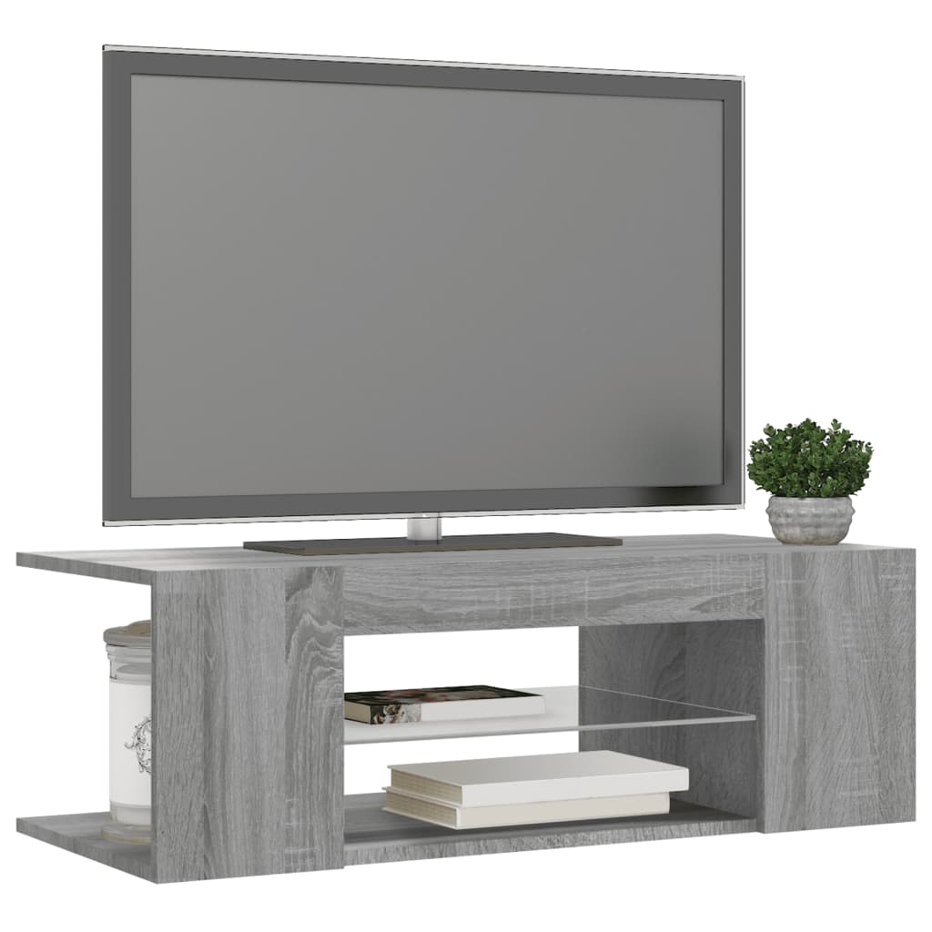 TV-taso LED-valoilla harmaa Sonoma 90x39x30 cm - Sisustajankoti.fi