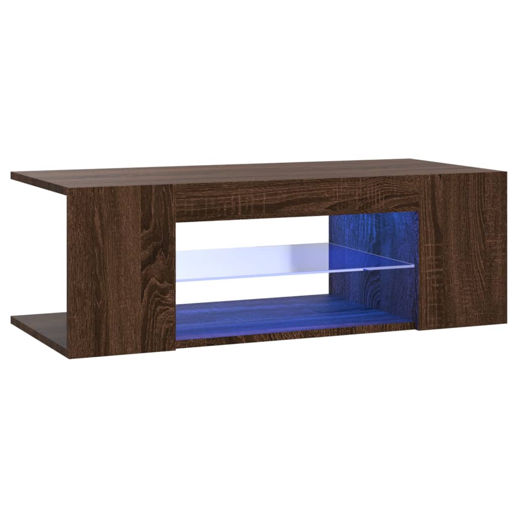 TV-taso LED-valoilla ruskea tammi 90x39x30 cm - Sisustajankoti.fi