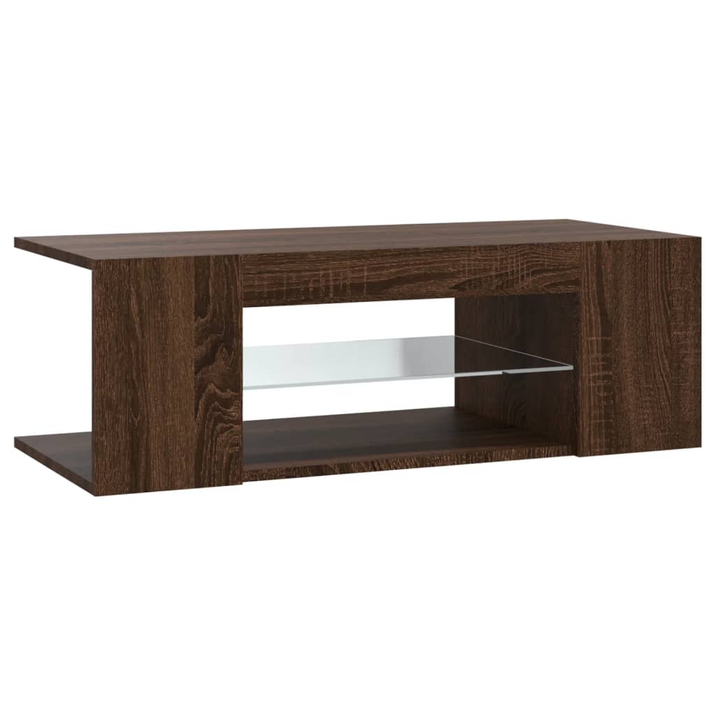 TV-taso LED-valoilla ruskea tammi 90x39x30 cm - Sisustajankoti.fi
