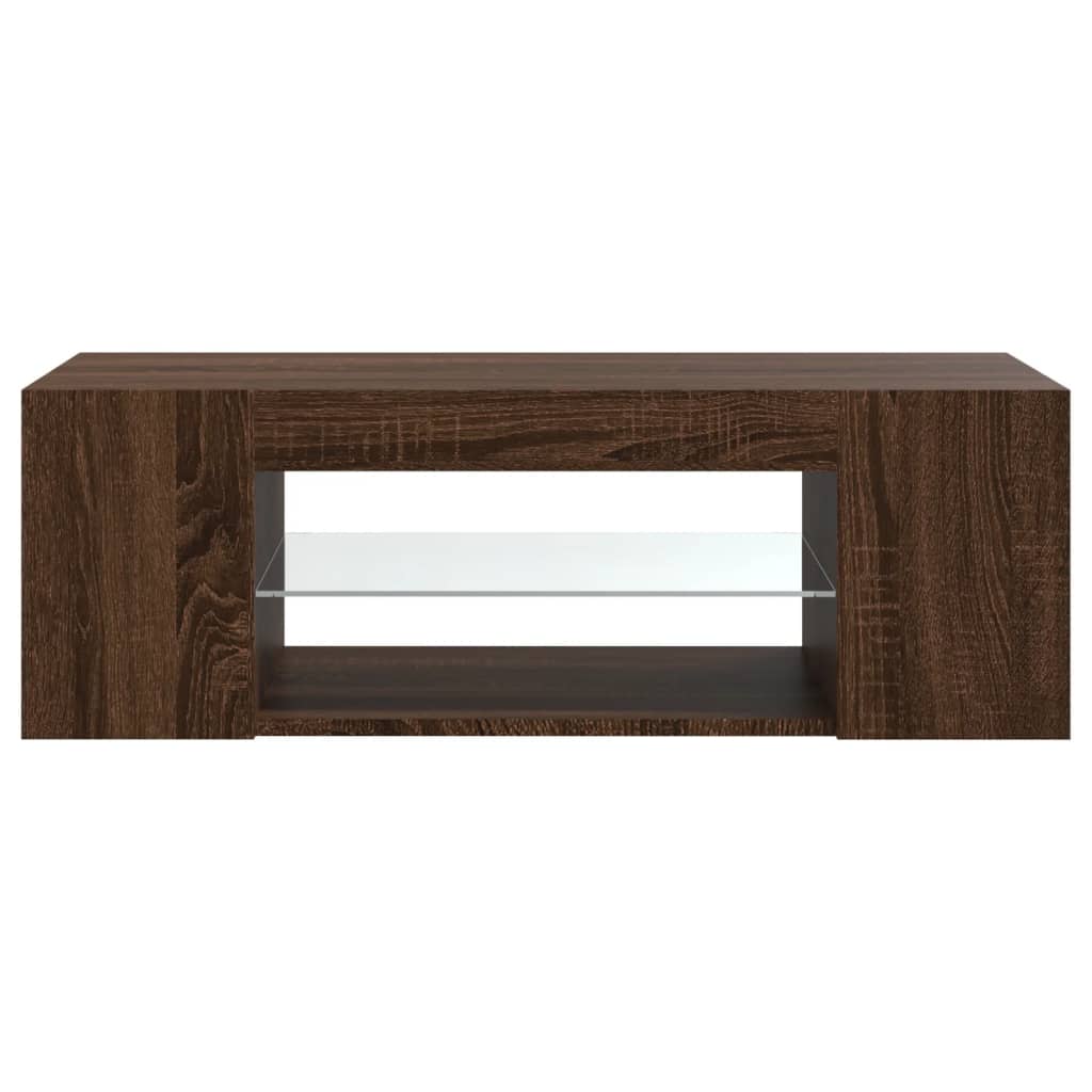 TV-taso LED-valoilla ruskea tammi 90x39x30 cm - Sisustajankoti.fi