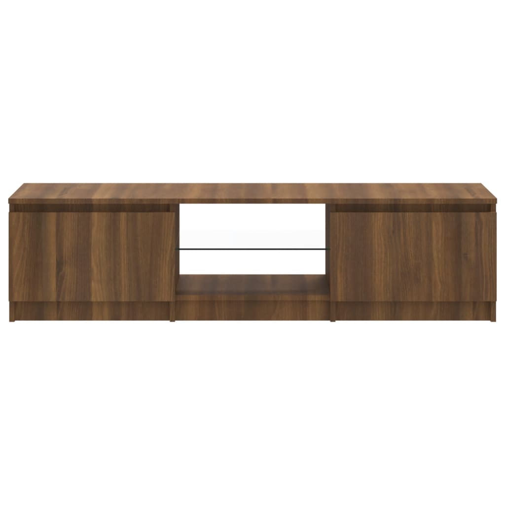 TV-taso LED-valoilla ruskea tammi 140x40x35,5 cm - Sisustajankoti.fi