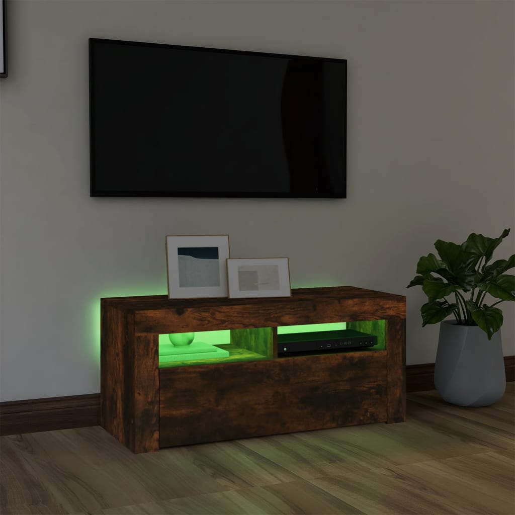 TV-taso LED-valoilla savutammi 90x35x40 cm - Sisustajankoti.fi