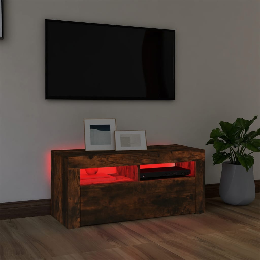 TV-taso LED-valoilla savutammi 90x35x40 cm - Sisustajankoti.fi