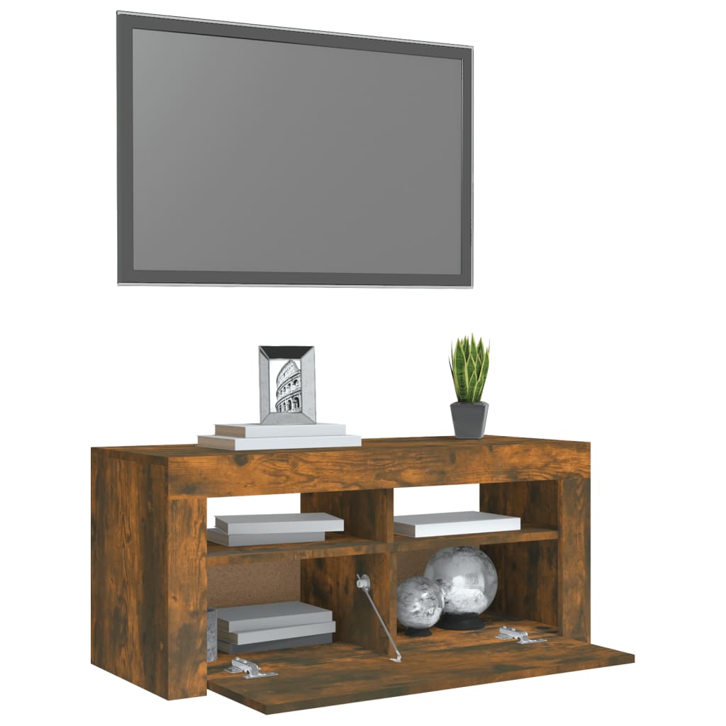 TV-taso LED-valoilla savutammi 90x35x40 cm - Sisustajankoti.fi