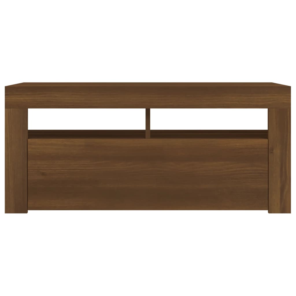 TV-taso LED-valoilla ruskea tammi 90x35x40 cm - Sisustajankoti.fi