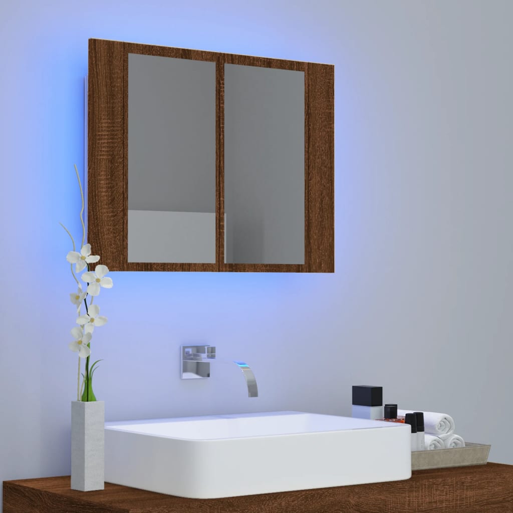 LED peilikaappi ruskea tammi 60x12x45 cm tekninen puu - Sisustajankoti.fi